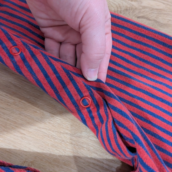 Vintage Classic Railroad Striped OshKosh Red and Blue Overalls - Picture 5 of 5
